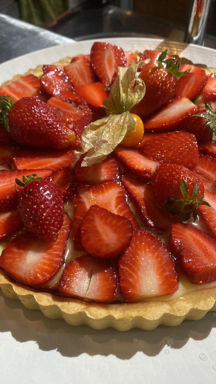 Fresh strawberry tart dessert
